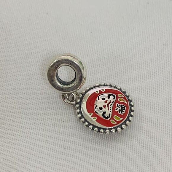 Pandora Red Daruma Doll Pendant Dangle Charm, S925 Silver Jewelry - Picture 3 of 4